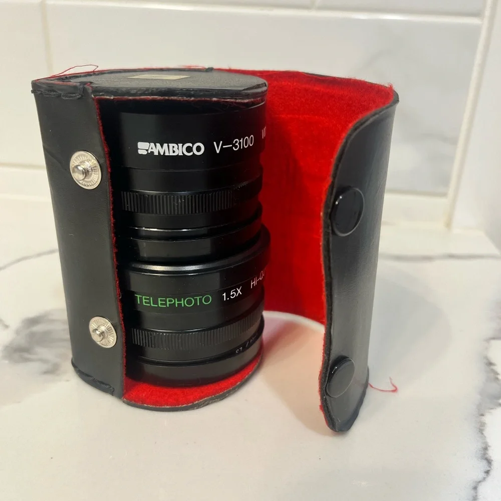 Ambico Japan V-3300 Telephoto 1.5x&Video V-3100 Wide Angle 0.5Case.1 Lid missing